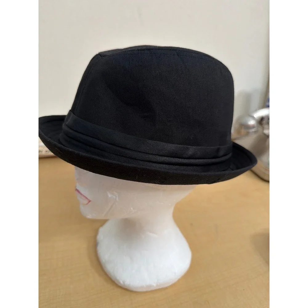 Classic Black Fedora Hat Pleated Band Structured Dress Hat Style S138
